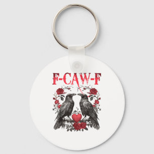 Vintage Raven Rose Heart Love Happy Valentines Day Key Ring
