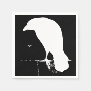 Vintage Raven Silhouette Retro Goth Ravens Crow Napkin
