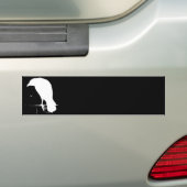 Vintage Raven Silhouette White on Black - Custom Bumper Sticker (On Car)