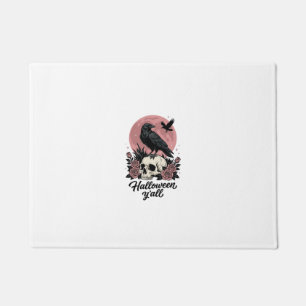 Vintage Raven Skull Halloween Y’all Doormat