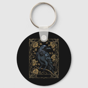 Vintage Raven Tarot Card Gothic Wiccan Pagan Witch Key Ring