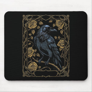 Vintage Raven Tarot Card Gothic Wiccan Pagan Witch Mouse Pad