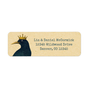 Vintage Raven with Gold Crown Return Address Label