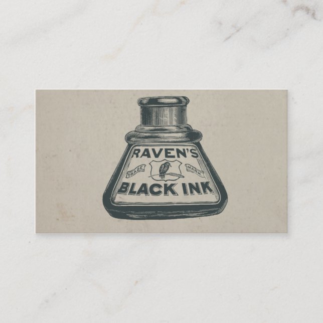 Vintage Ravens Black Ink Container Business Card (Front)