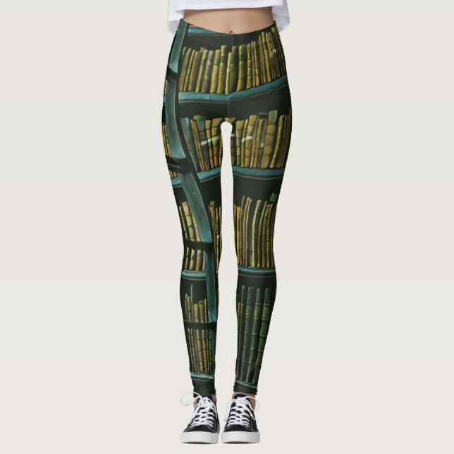 Vintage reading artwork gift leggings (Front)
