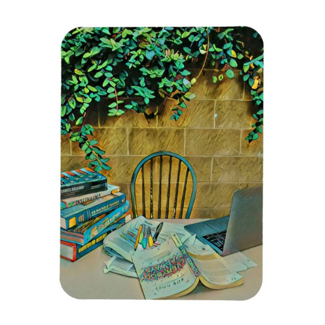 Vintage reading artwork magnet (Vertical)