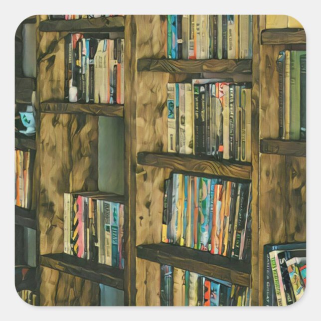 Vintage reading artwork square sticker (Front)