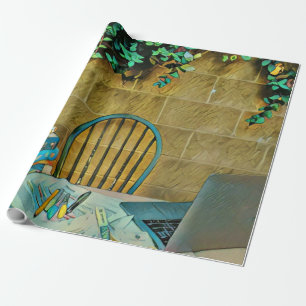 Vintage reading artwork wrapping paper