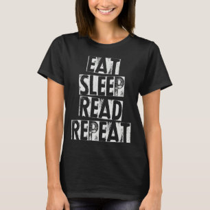 Vintage Reading Books Library  Eat Sleep Read Repe T-Shirt