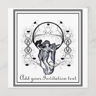 Vintage reading girl, Invitations