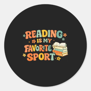 Vintage reading is favourite sport funny bookworm classic round sticker