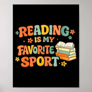 Vintage reading is favourite sport funny bookworm poster