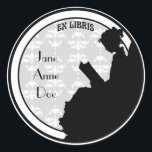 Vintage Reading Lady Customised Bookplate Classic Round Sticker<br><div class="desc">Bookplates are a great way to label your books when you're lending them out to friends or family. This vintage round bookplate with a woman reading reads Ex Libris (latin for "From the Library Of... "), with space for you to add a name. Add your own name or the name...</div>