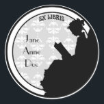 Vintage Reading Lady Customised Bookplate Classic Round Sticker<br><div class="desc">Bookplates are a great way to label your books when you're lending them out to friends or family. This vintage round bookplate with a woman reading reads Ex Libris (latin for "From the Library Of... "), with space for you to add a name. Add your own name or the name...</div>
