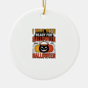 Vintage Ready For Halloween Candy Bucket Shirt Des Ceramic Ornament