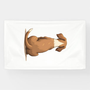 Vintage Rear View Dog Illustration Tan and White P Banner