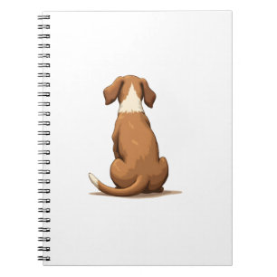 Vintage Rear View Dog Illustration Tan and White P Notebook