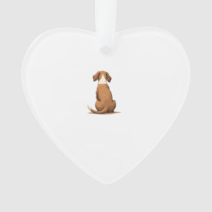 Vintage Rear View Dog Illustration Tan and White P Ornament