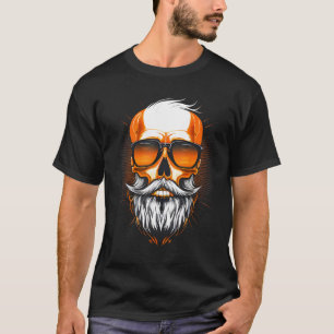 Vintage Rebel Cool Old Man Skull with Beard Men Wo T-Shirt