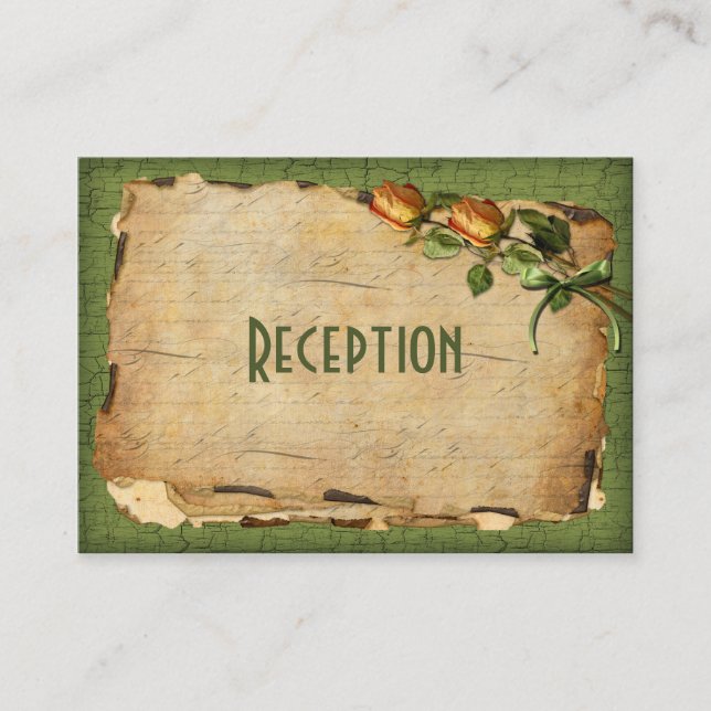 Vintage Reception Enclosure Card - Green (Front)