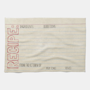 Vintage Recipe Index Card -Towel -Stenciled Header Tea Towel