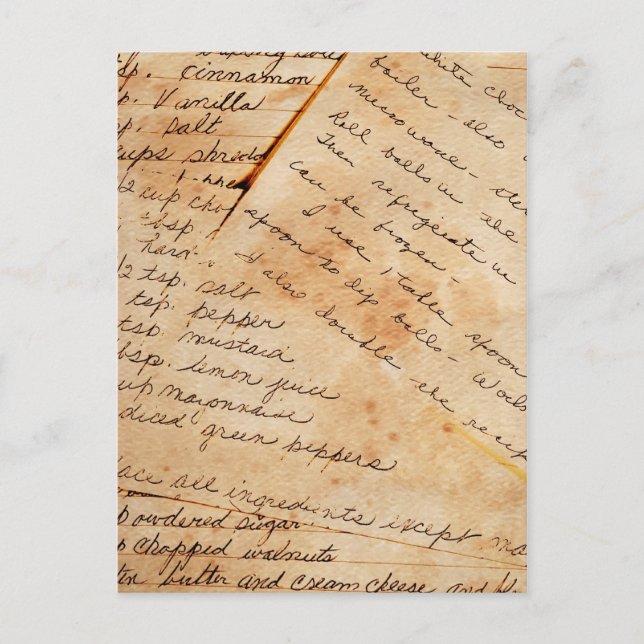 vintage recipes postcard (Front)