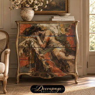Vintage Reclining Woman Textured Decoupage Tissue Paper