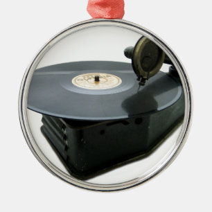 Vintage Record Player Metal Tree Decoration