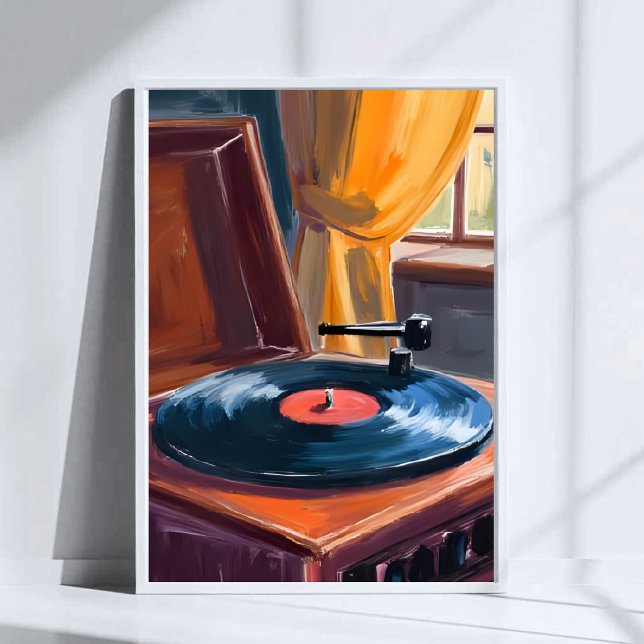 Vintage Record Player Painting Poster (Creator Uploaded)