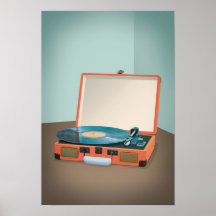 Vintage Record Player With Vinyl Record