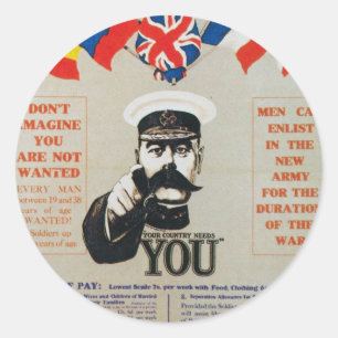 vintage recruitment poster classic round sticker