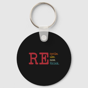 Vintage Recycle Reuse Renew Rethink Earth Day Envi Key Ring