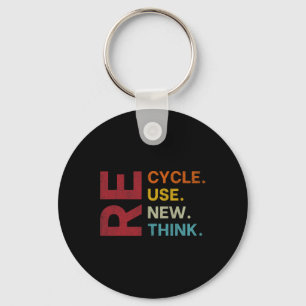 Vintage Recycle Reuse Renew Rethink Earth Day Envi Key Ring