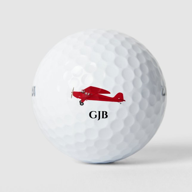 Vintage Red Aeroplane Golf Balls (Front)