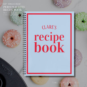 Vintage Red and Blue Bridal Shower Recipe Notebook