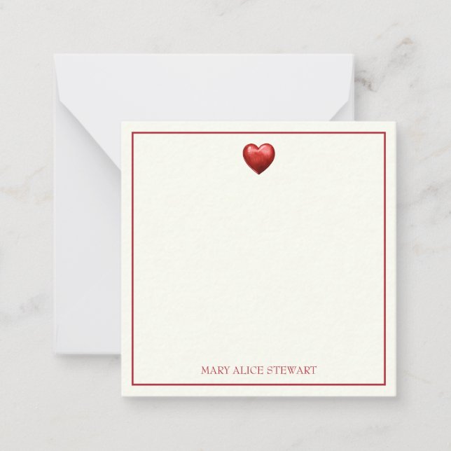 Vintage Red and Cream Gingham With Heart Card (Front)