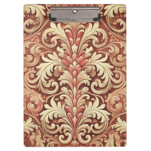 Vintage Red and Gold Damask Pattern Clipboard