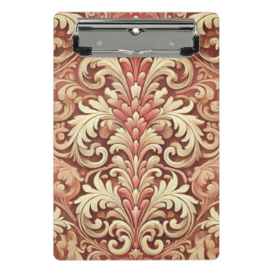 Vintage Red and Gold Damask Pattern Mini Clipboard