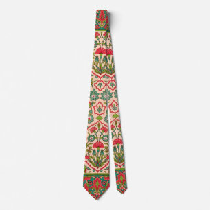 Vintage Red and Green Arabic Floral Pattern Tie