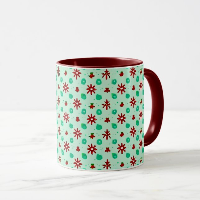 Vintage Red and Green Mug (Front Right)