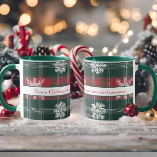 Vintage Red and Green Snowflakes Personalised Mug