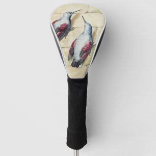 Vintage Red and Grey Bird Watercolor Art Golf Head Cover