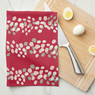 VIntage Red and Pink Christmas Tea Towel