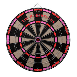 Vintage Red and Pink Customisable Family Name  Dartboard