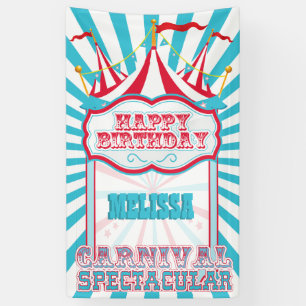 Vintage Red and Teal Carnival Party Banner