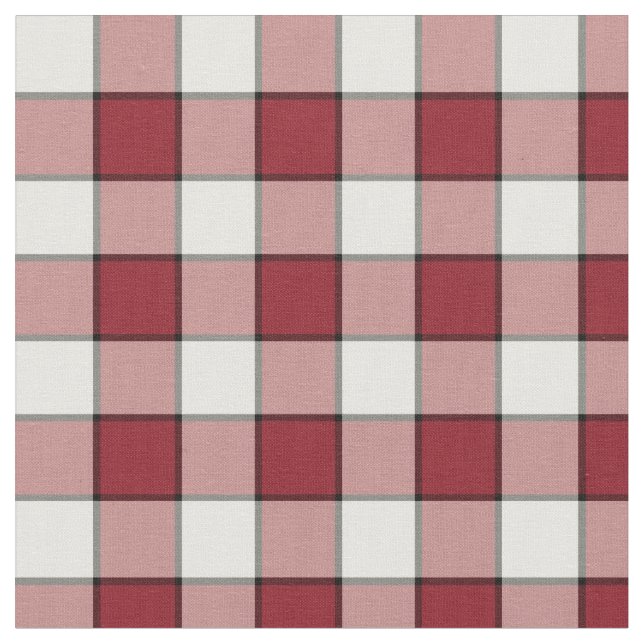 Vintage Red and White Chequered Plaid Fabric (Close Up)