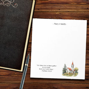 Vintage Red and White Church  Notepad