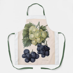 Vintage Red And White Grape Illustration Apron