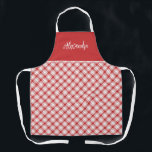 Vintage Red and White Plaid Personalised Kitchen  Apron<br><div class="desc">Vintage Red and White Plaid Personalised Kitchen  - featuring a vintage red and white plaid pattern . Apron is personalised with a pretty,  brush style script. Makes a lovely gift.</div>