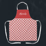 Vintage Red and White Plaid Personalised Kitchen  Apron<br><div class="desc">Vintage Red and White Plaid Personalised Kitchen  - featuring a vintage red and white plaid pattern . Apron is personalised with a pretty,  brush style script. Makes a lovely gift.</div>